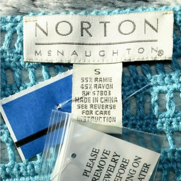 NEW WITH TAG Norton mcnaughton crocheted knit cardigan sweater Light blu… - Picture 4 of 4
